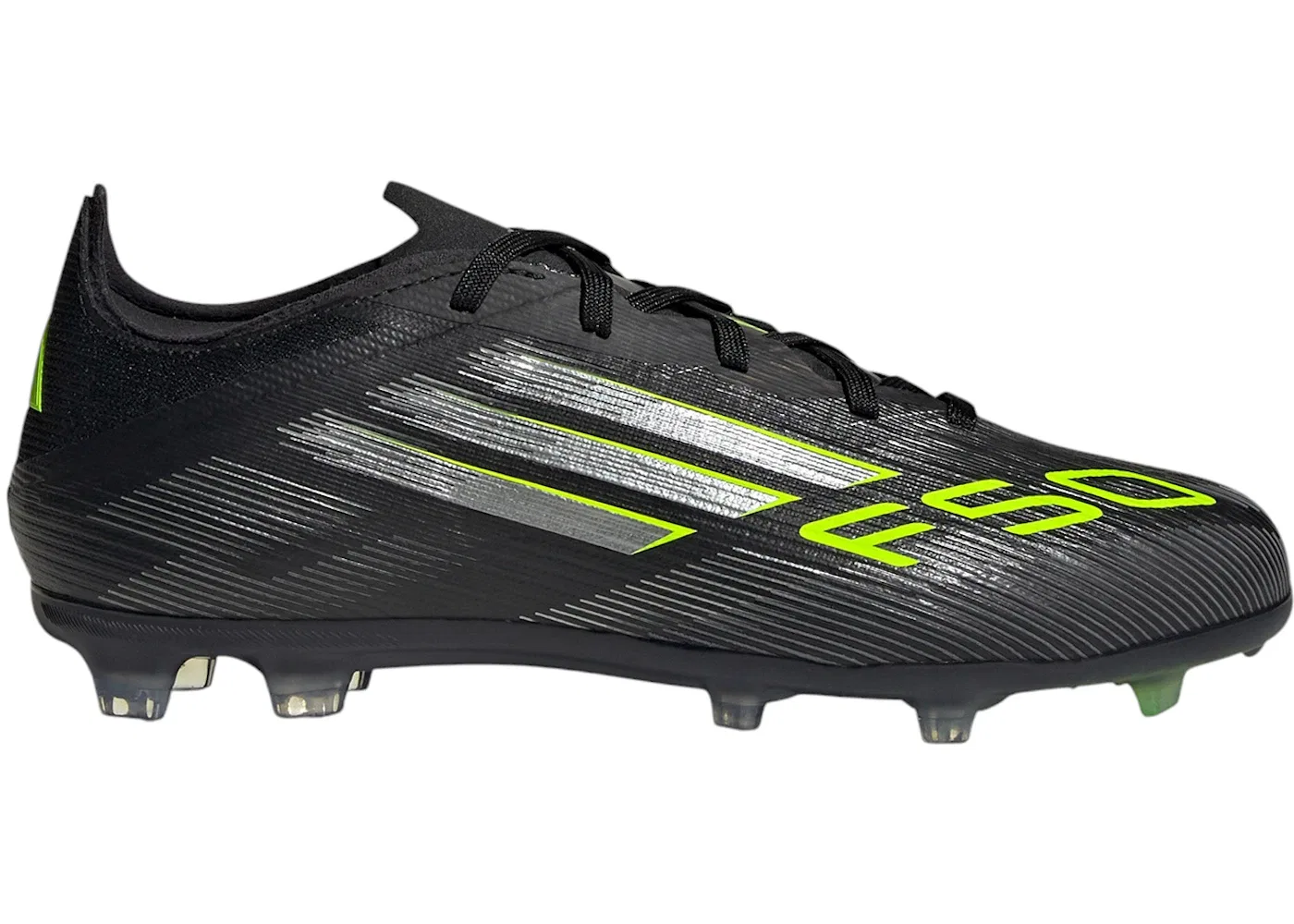 Детские бутсы с шипами Adidas F50 Elite FG, Core Black/Iron Metallic/Lucid Lemon