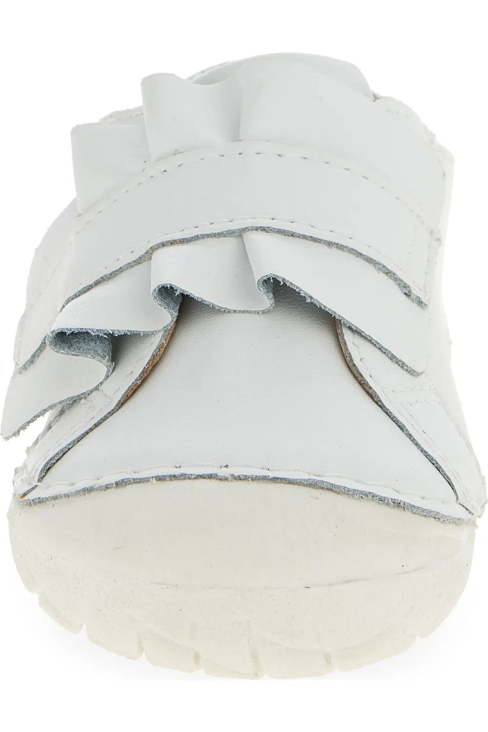 Детские кроссовки с рюшами Ruffle Strap Leather Sneaker OLD SOLES, Snow/Silver — фото 4