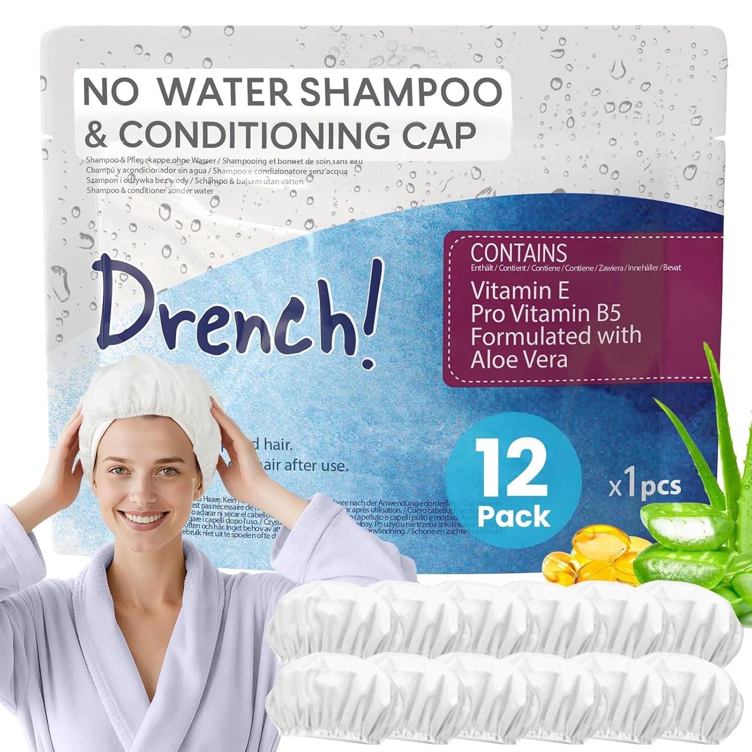 Шапочка для мытья волос Drench! Medical, 12 шт, 12 г