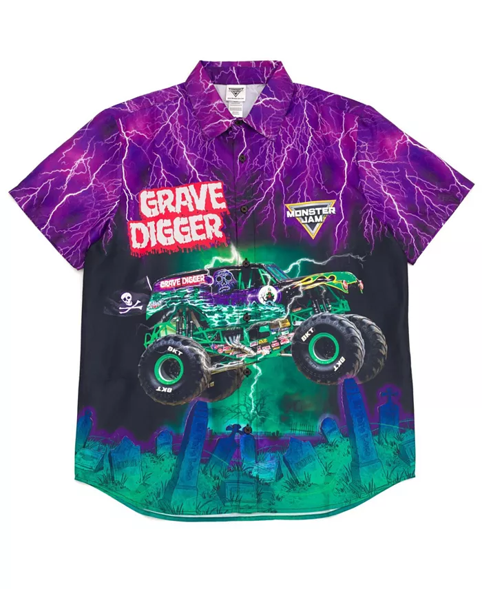 

Мужская гавайская рубашка на пуговицах Grave Digger Monster Jam, фиолетовый