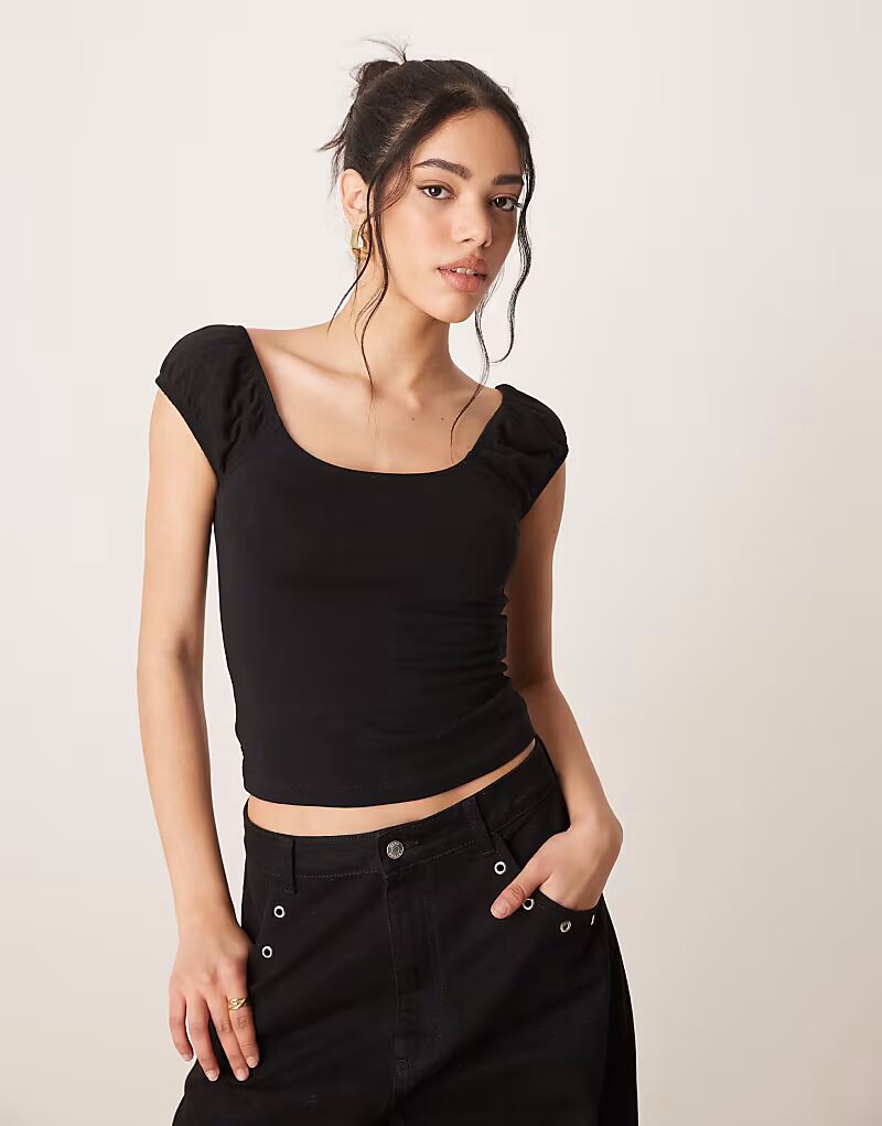 

Солнцезащитный топ с рукавами-фонариками ASOS DESIGN черного цвета