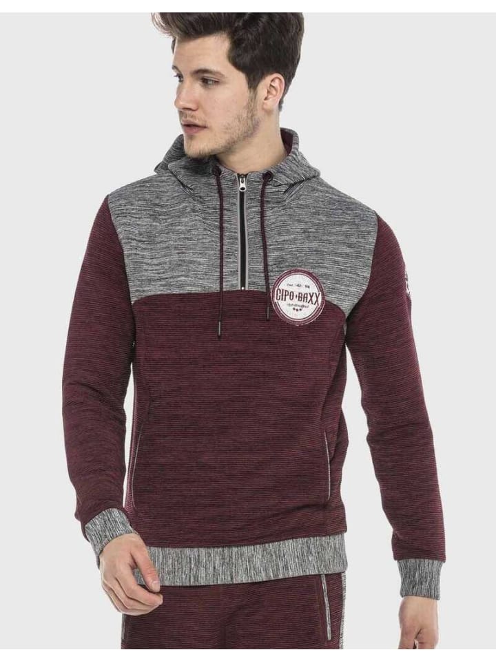 

Толстовка Cipo & Baxx, цвет burgundy-grey