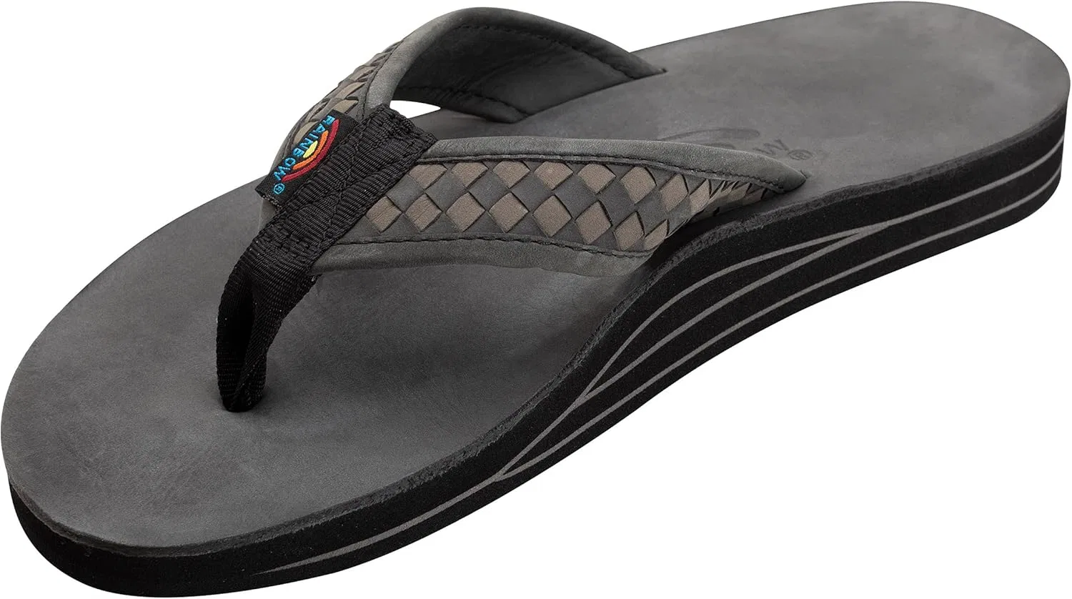 Сандалии из натуральной кожи с ручным плетением, Rainbow, Black/Grey Rainbow Sandals