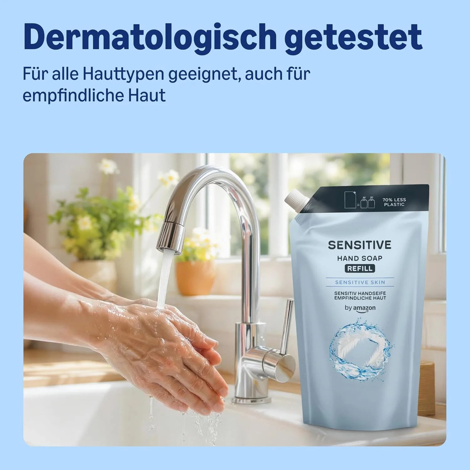 Гель для рук Sensitive Hand Soap Refill Pack, by Amazon, 2 x 1000 мл — фото 3