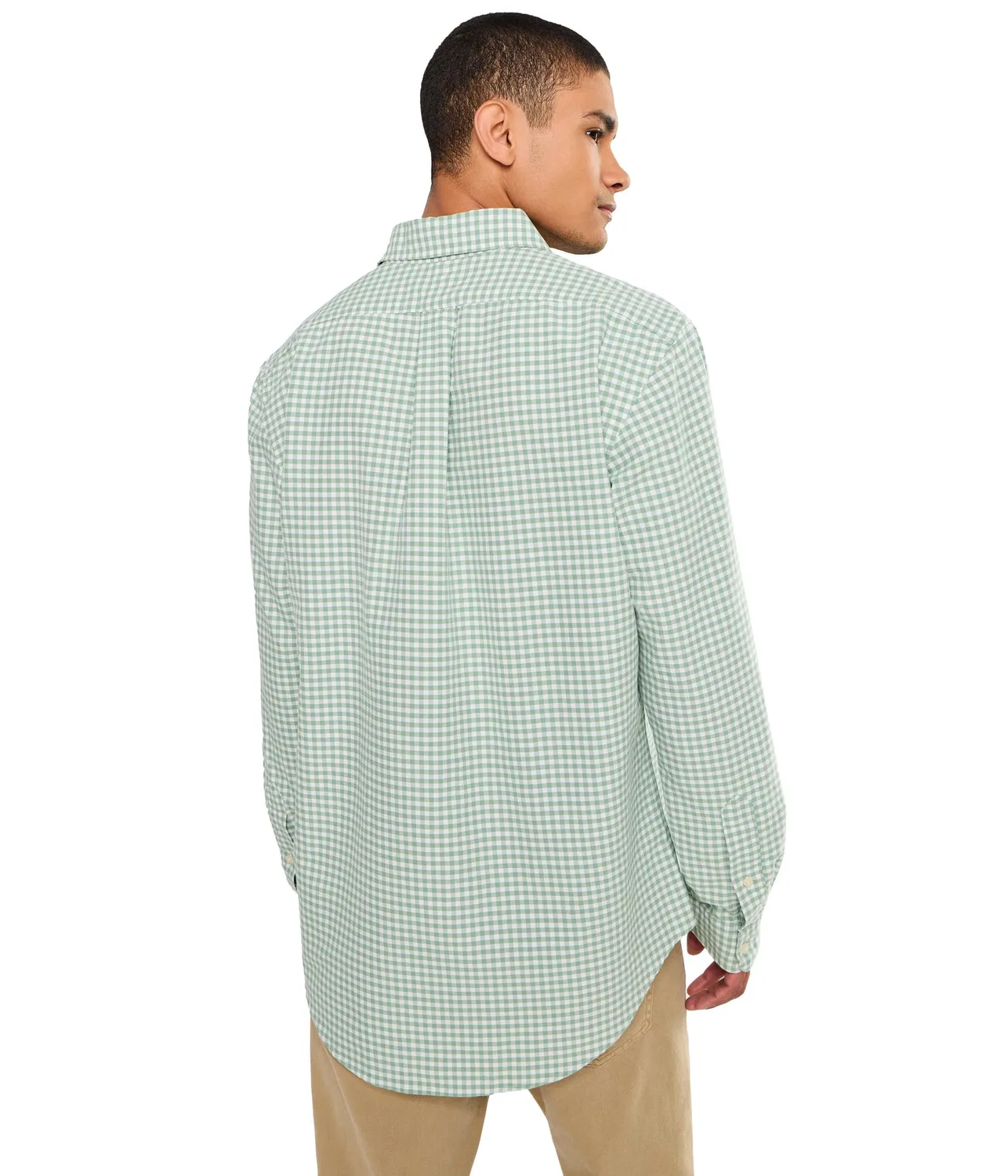 Оксфордская рубашка в клетку, индивидуальный крой Custom Fit Gingham Oxford Polo Ralph Lauren, Faded Mint/White — фото 4