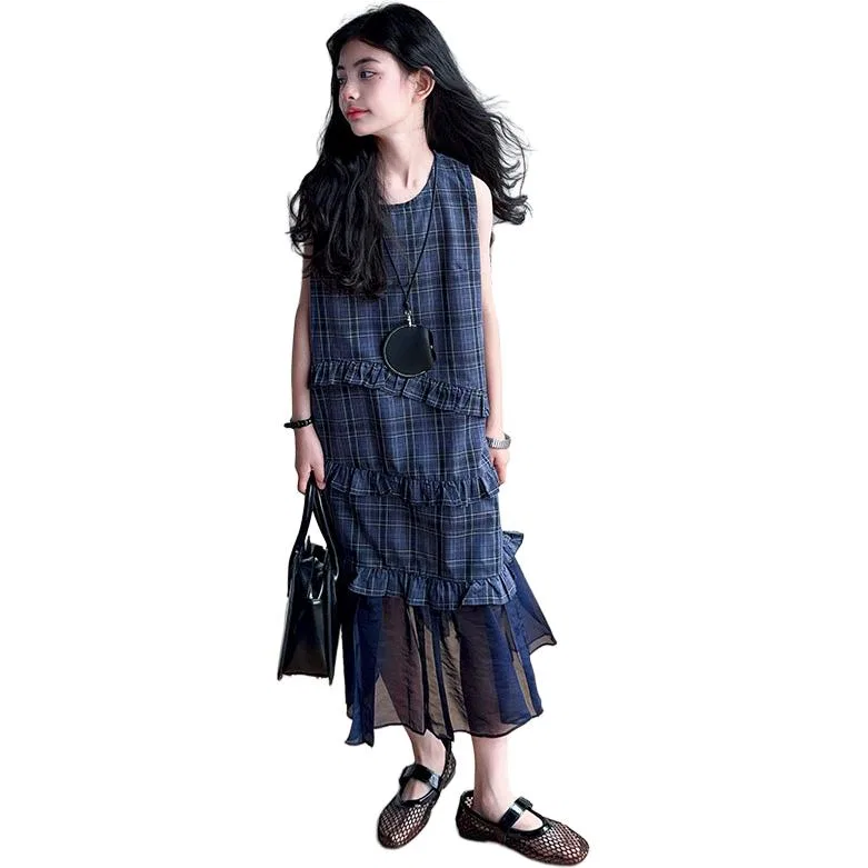 Детское платье с круглым вырезом, тонкое, средней длины, Kids Dresses PLANDOO