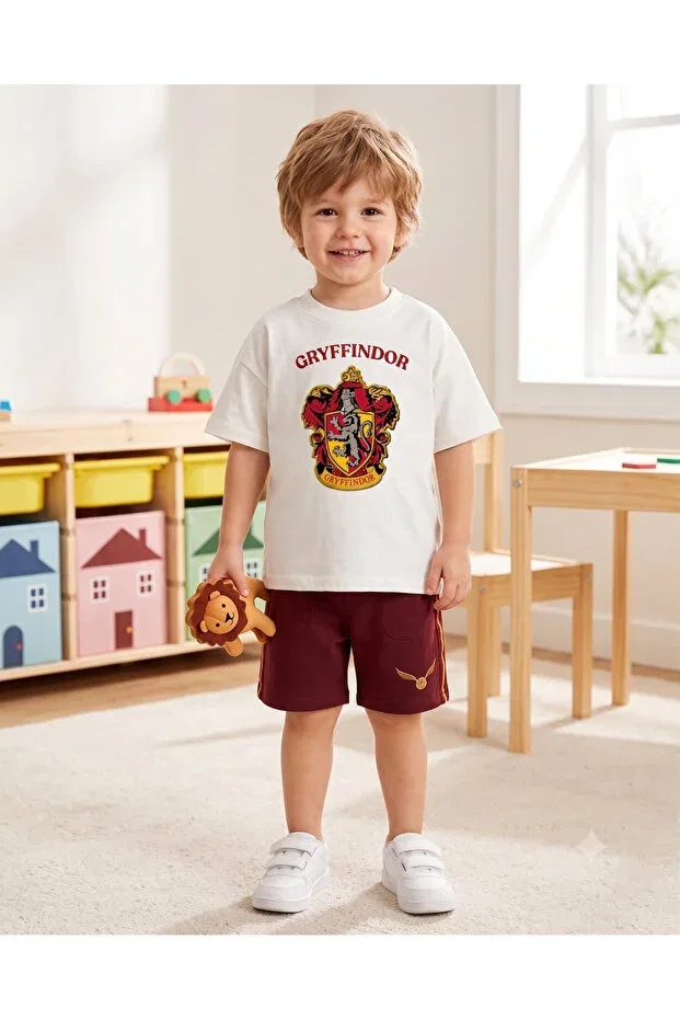 Детская футболка оверсайз с принтом Gryffindor themed, Babytex, Ecru — фото 2