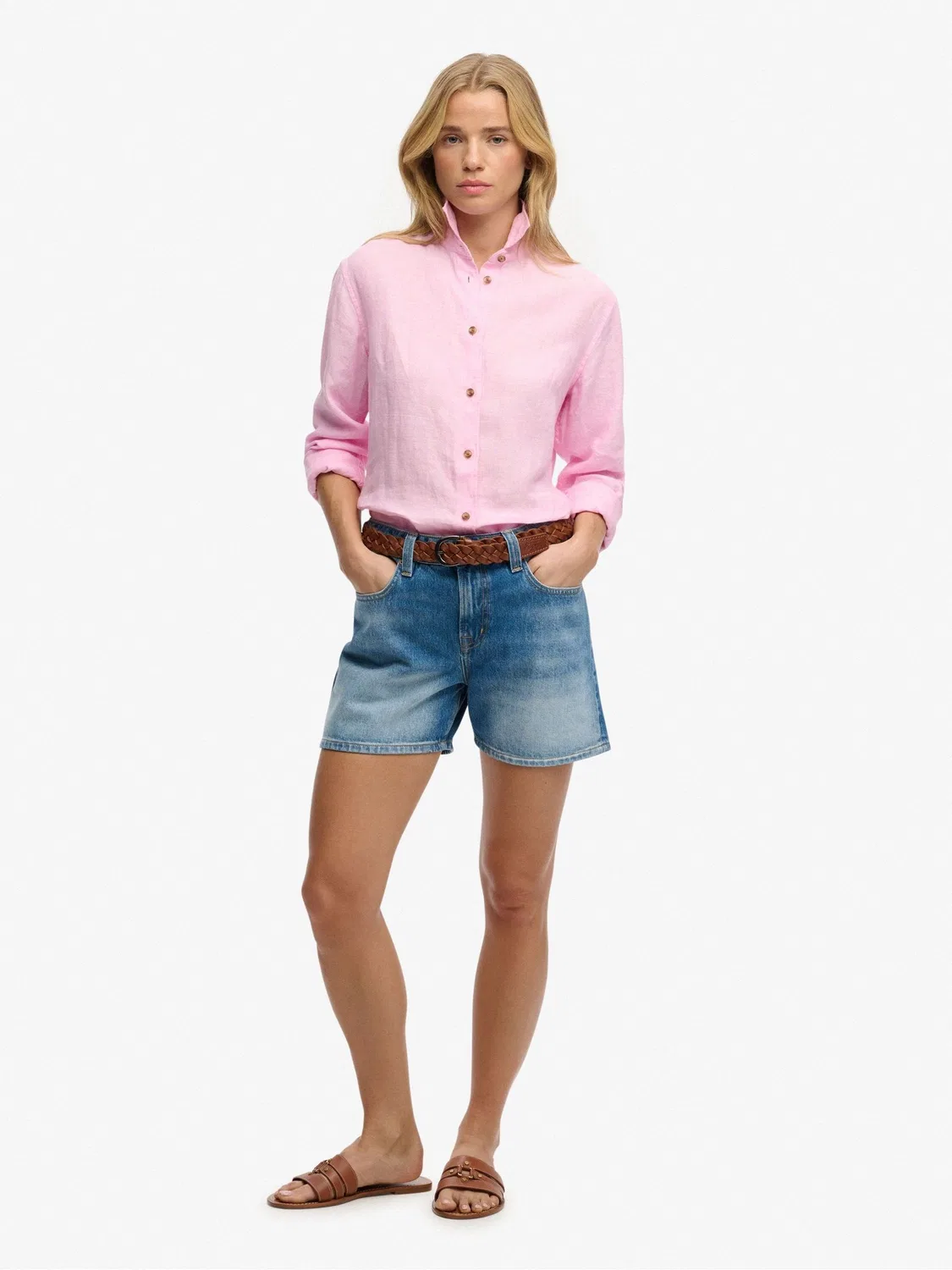 Шорты джинсовые Superdry Mid Rise, Mid Wash — фото 4