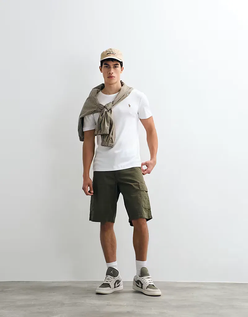 Футболка Polo Ralph Lauren Icon Logo с коротким рукавом, облегающего кроя, из пима-кожи, белый — фото 3