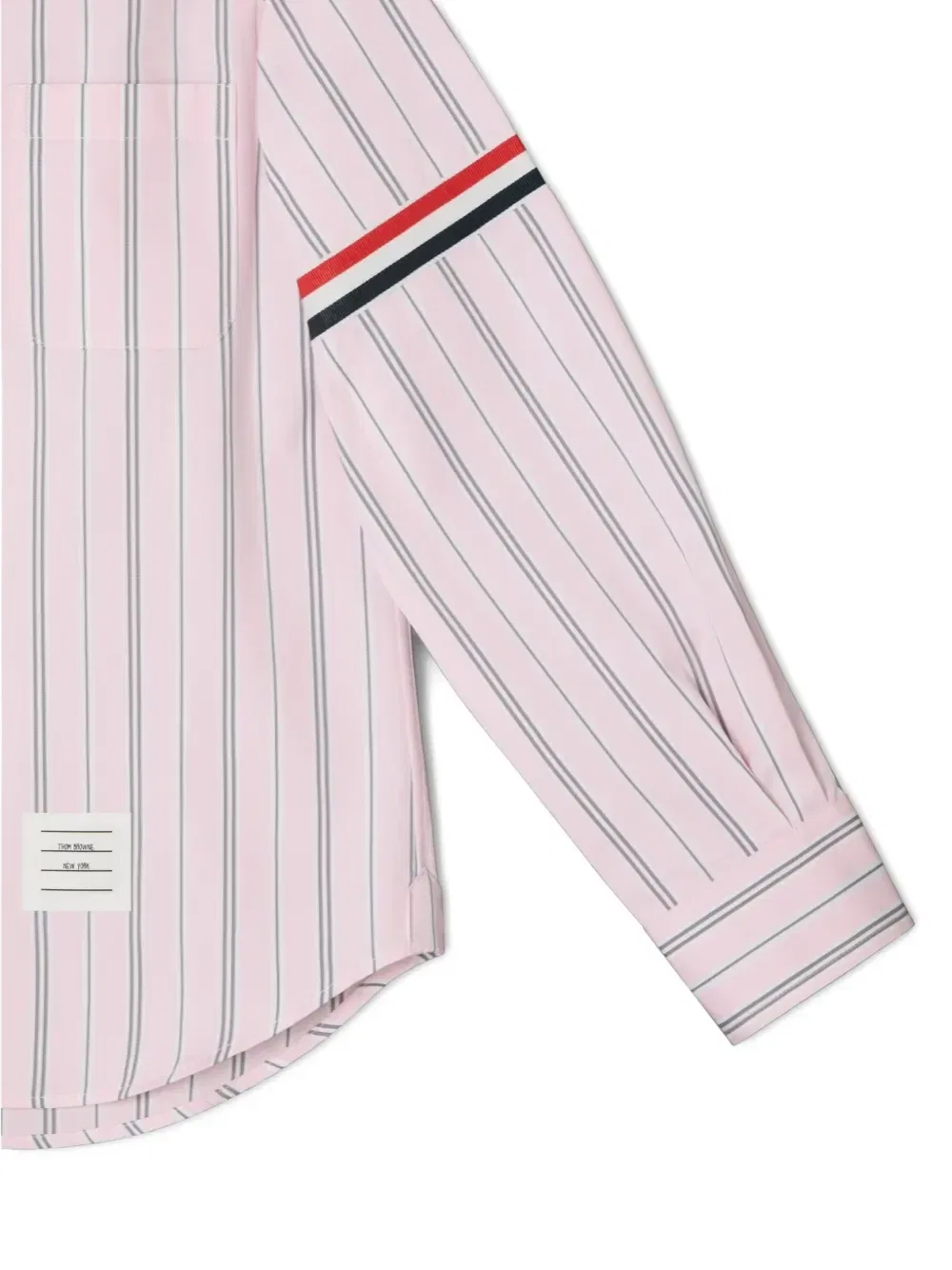 Поплиновая рубашка в полоску Thom Browne Kids, розовый — фото 3