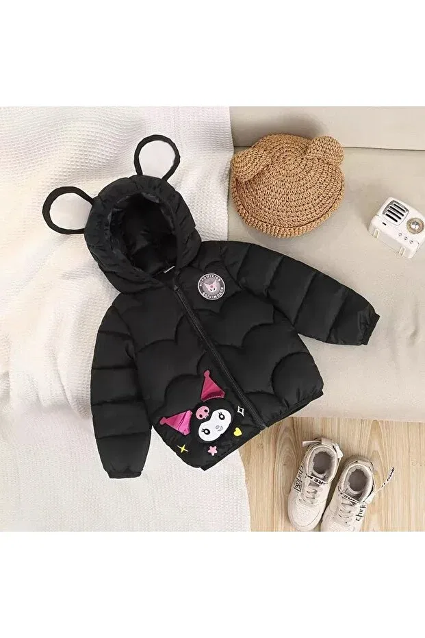 Детское зимнее пальто для девочек с принтом Kuromi Lighted Puffer Jacket Melisam.Msg, Black