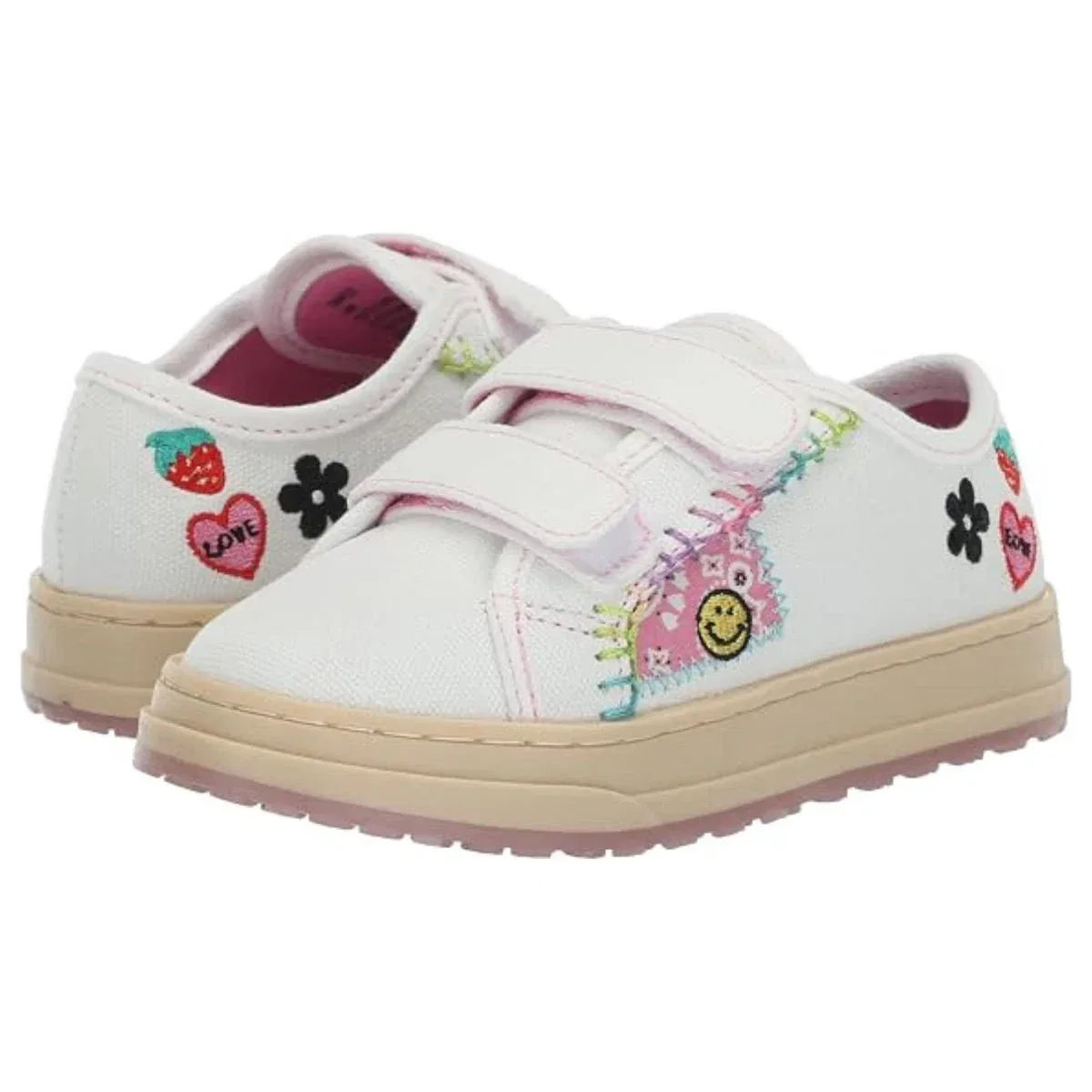 Детские кроссовки на шнуровке из хлопкового канваса Maples Steve Madden, White — фото 2