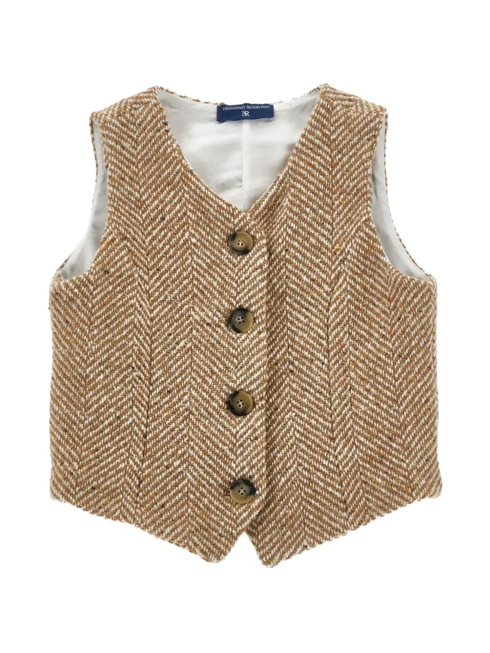 Жилет в елочку Ermanno Scervino Junior, бежевый