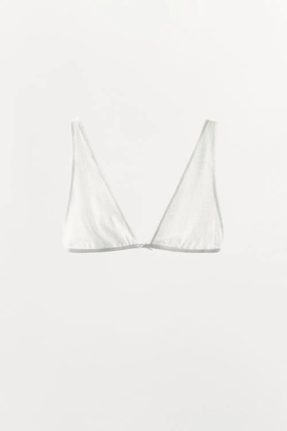 Бюстгальтер в форме треугольника с ажурной отделкой ZARA, White — фото 4