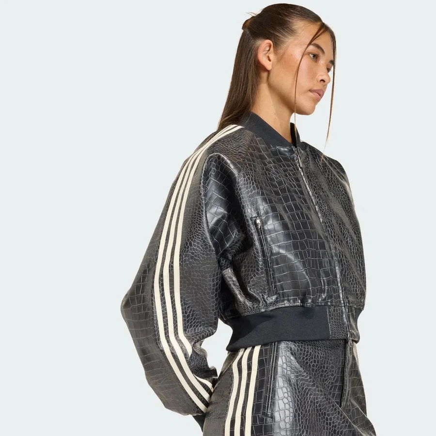 Куртка из экокожи с длинным рукавом Originals KE5035 PLEATHER JACKET adidas, Черный — фото 4