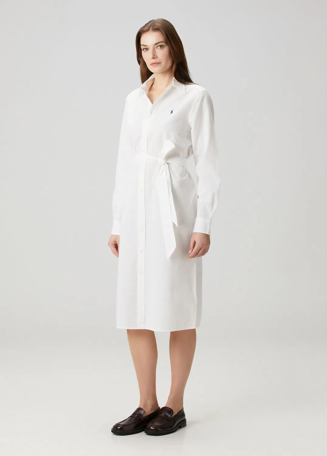 Платье-рубашка миди Polo Ralph Lauren, white — фото 3