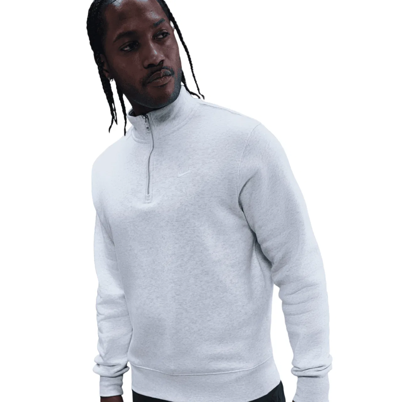 Мужская толстовка ползунок Club Fleece Nike, серый/белый