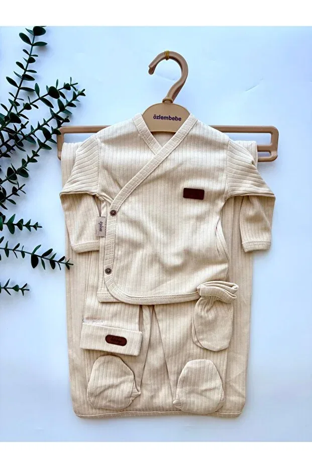 Детский комплект для выписки из роддома 7 предметов из 100% хлопка Beren, Beige — фото 2