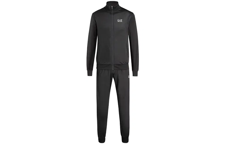 Мужской спортивный костюм с воротником-стойкой EMPORIO ARMANI, Black