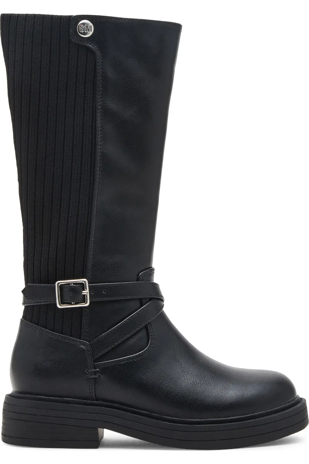 Детские ботинки из эко-кожи с трикотажным голенищем Renee Steve Madden, черный — фото 2
