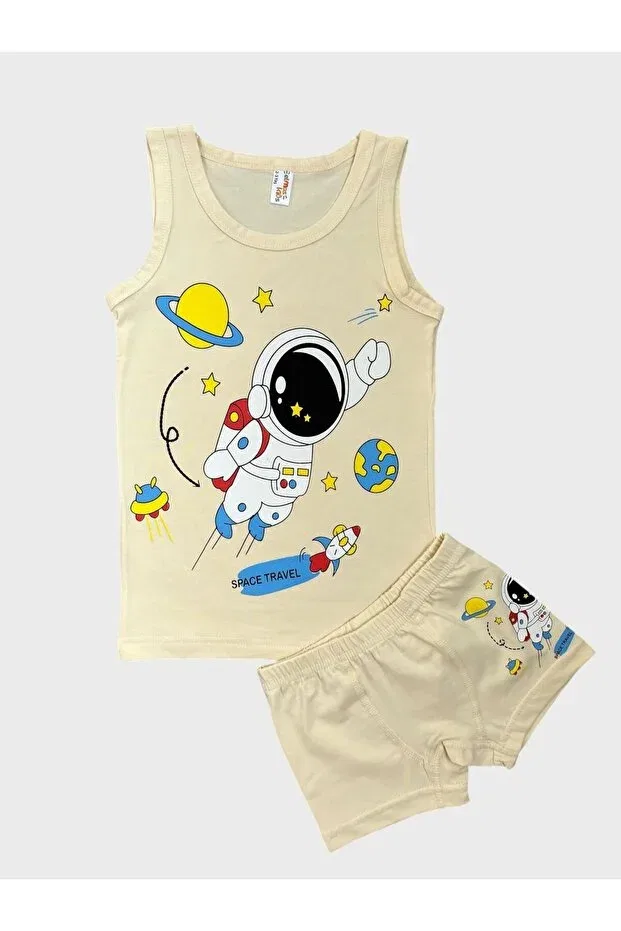 Детский комплект боксеров для мальчиков с принтом Astronaut and Rocket Fil Kids, Nude Color