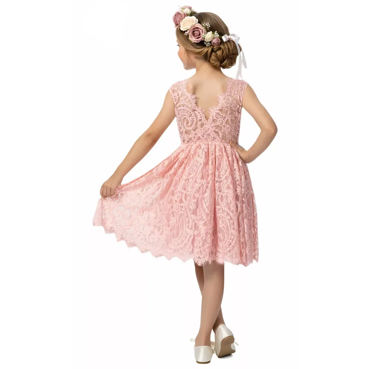 Детское платье для девочек с кружевом Sleeveless Flower Girl 2bunnies, Dusty Pink