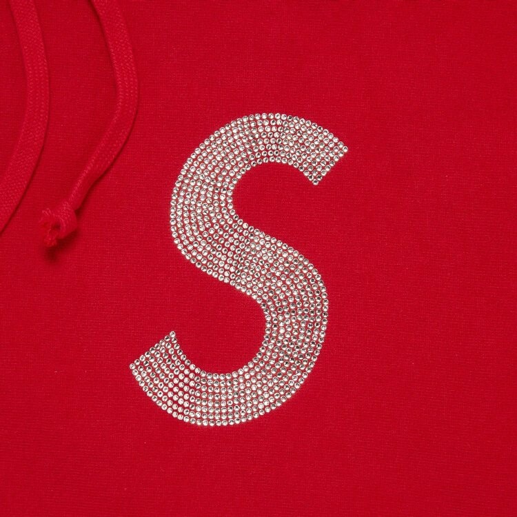Толстовка Supreme x Swarovski S Logo Hooded Sweatshirt 'Red', красный — фото 4