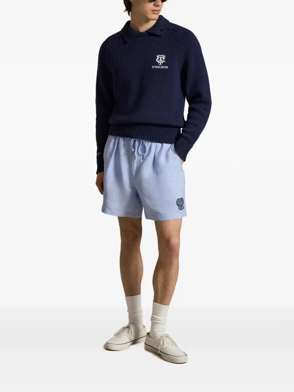 Льняные шорты с кулиской Polo Ralph Lauren, синий — фото 2