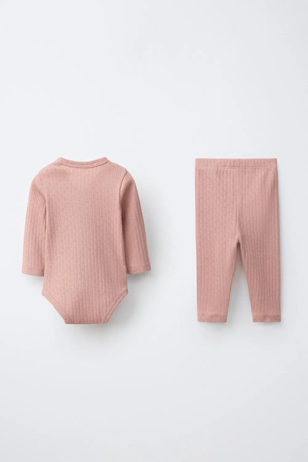 Комплект из боди с ажурным узором и леггинсов ZARA, Brick — фото 2