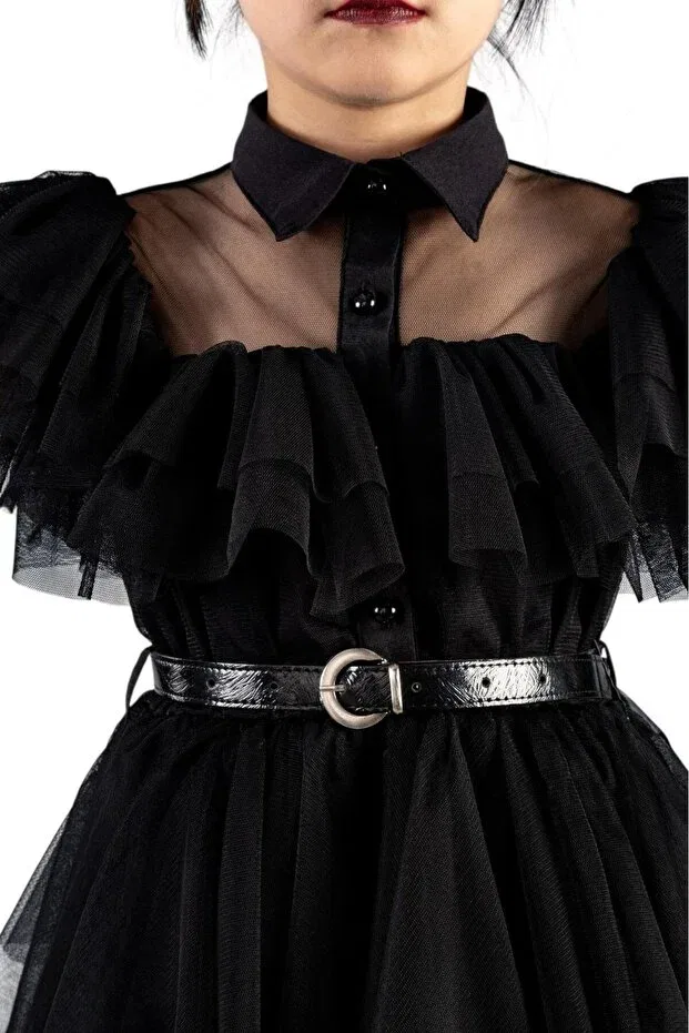 Детское платье для девочек с коротким рукавом Wednesday costume Gocoland, Black — фото 3