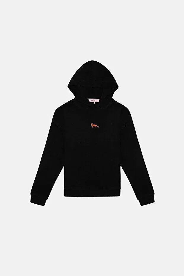 Детское худи для девочек с принтом Red fox supersoft kids hoodie Reflect Studio, Black — фото 2
