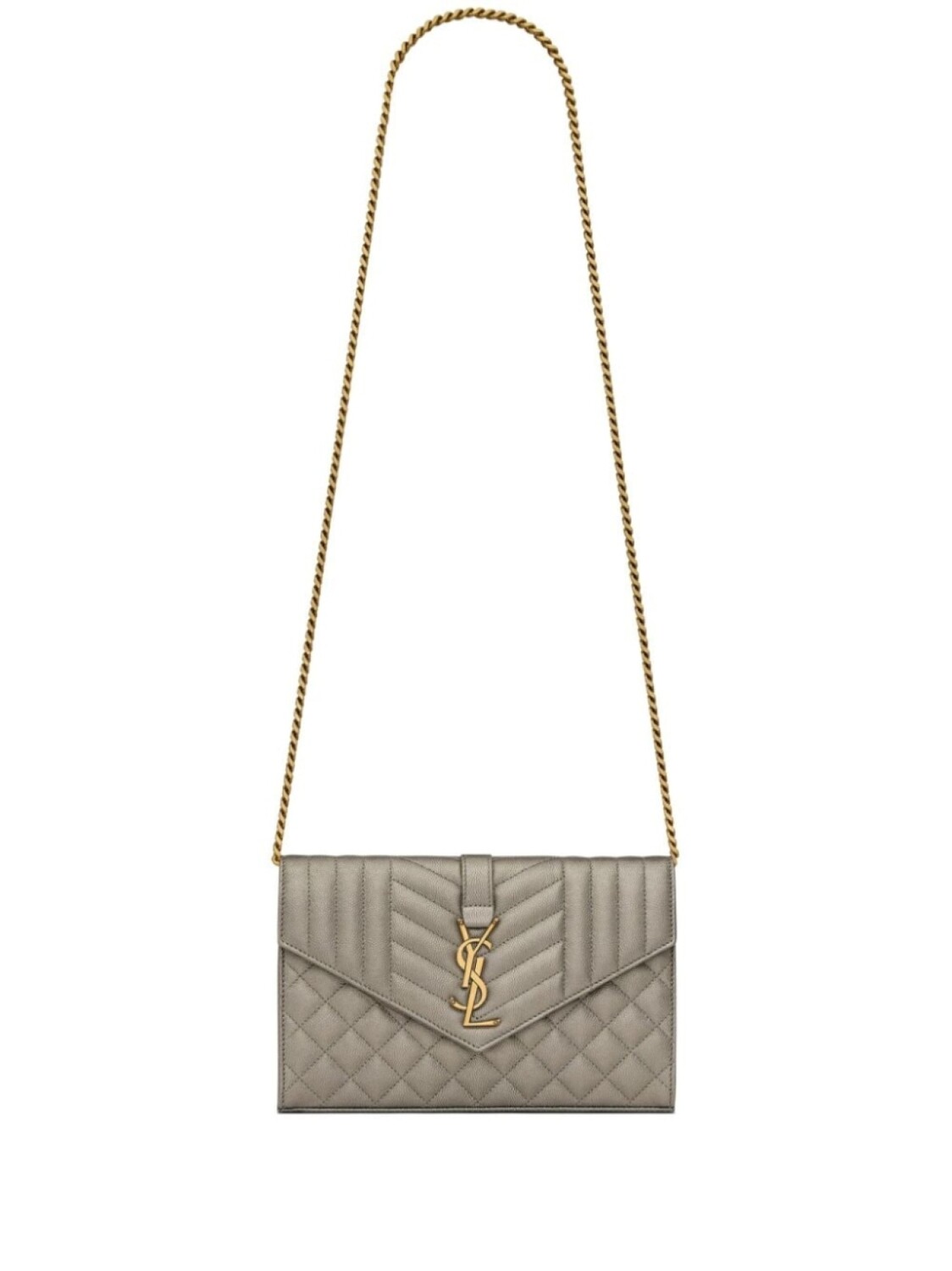 

Saint Laurent стеганый кошелек-конверт, серый