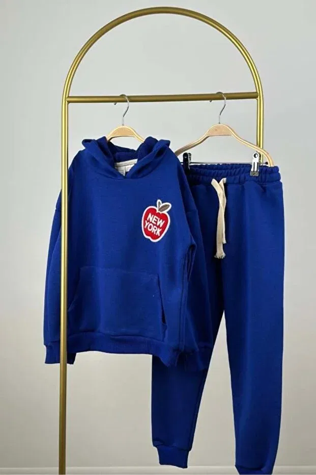 Детский комплект спортивного костюма с вышивкой Hooded New York Embroidered Tracksuit Set Booni Jooni, Blue — фото 2
