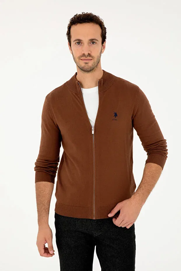 Мужской кардиган с длинным рукавом Basics U.S. Polo Assn., Brown — фото 3