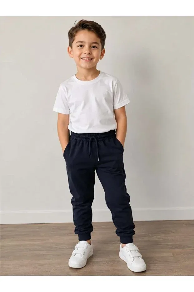 Детские спортивные штаны с эластичными манжетами Kısmet Sepeti, Navy Blue — фото 3