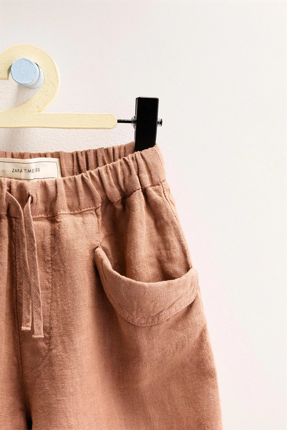 ZARA TIMELESS - Однотонные шорты-бермуды из 100% льна, Clay — фото 3