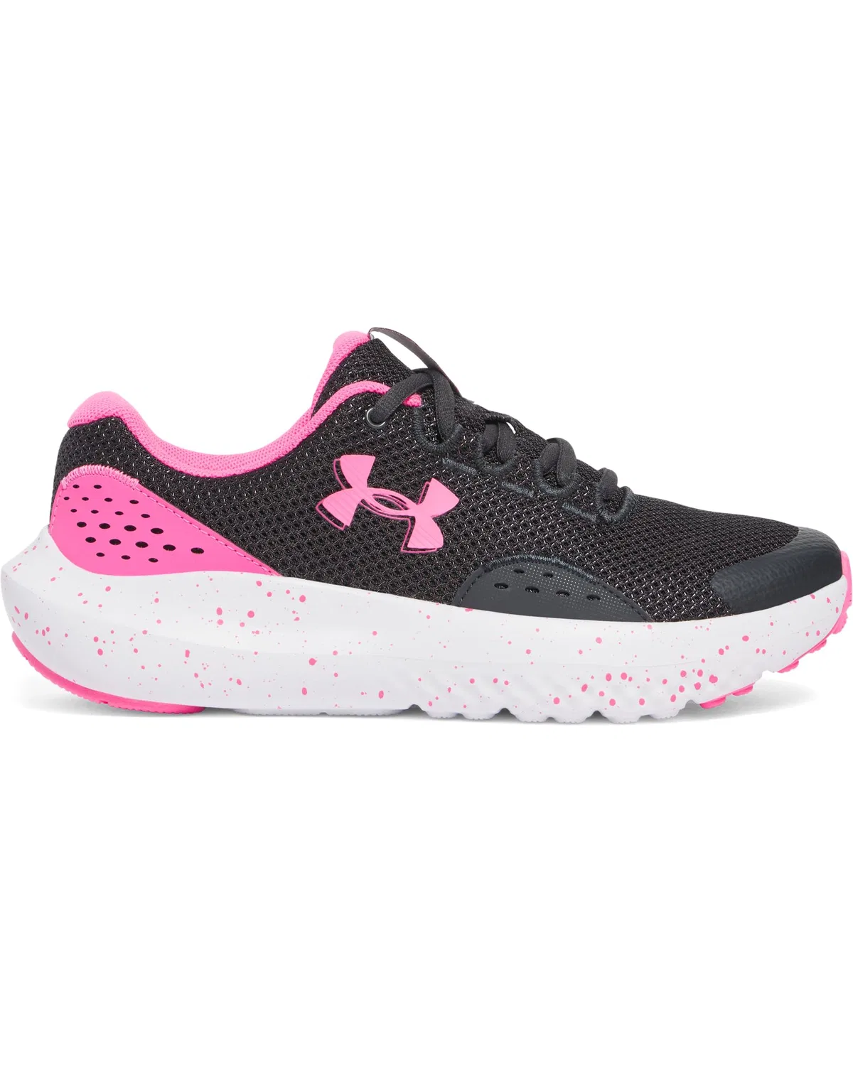 Детские кроссовки для бега с сетчатым верхом Under Armour UA GGS Surge 4, Черный/Пурпурный/Желтый