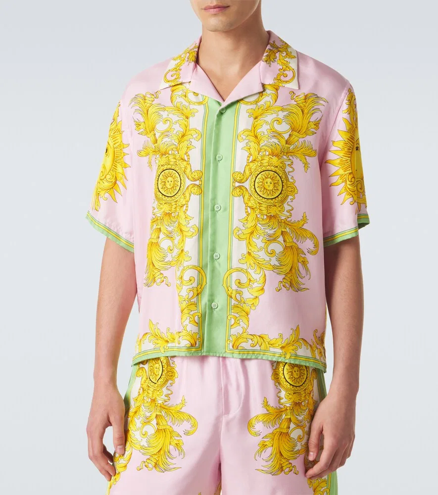 Шелковая рубашка с принтом Versace, мультиколор — фото 3