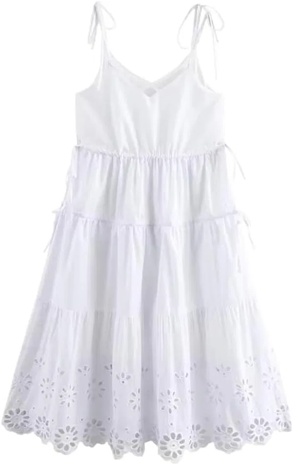 Женский сарафан с вышивкой A-line, White