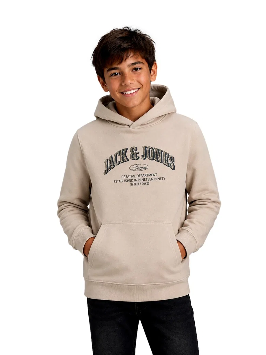 Детская толстовка Jack & Jones Junior 'JJEDenver' цвета Kitt, пятнистый бежевый — фото 2