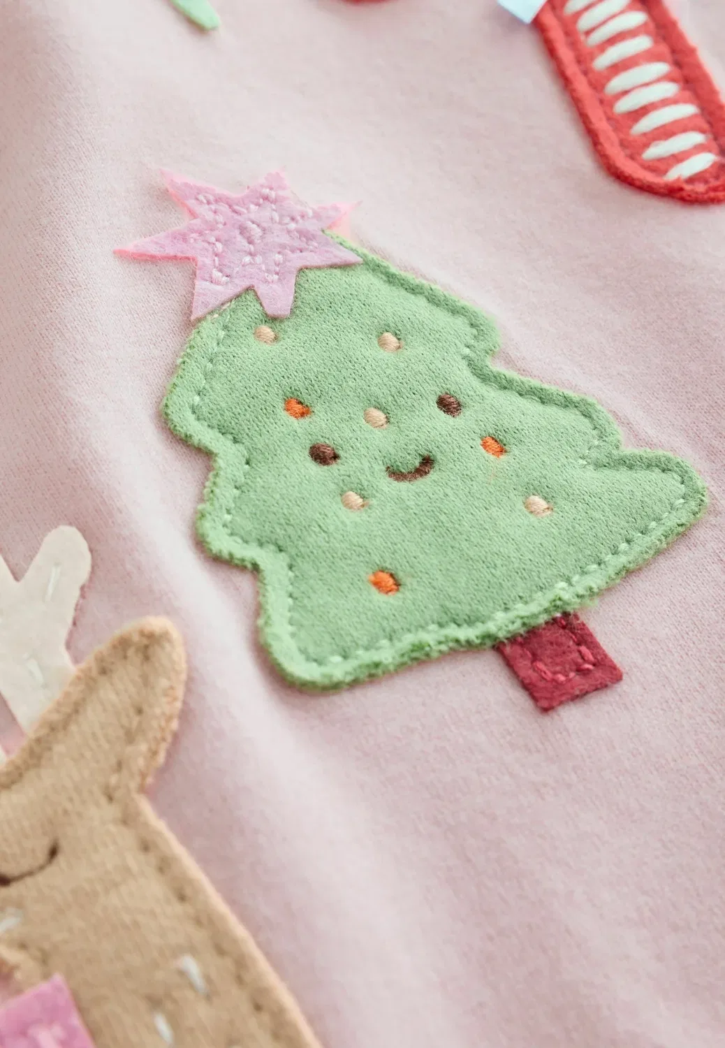 Классический крой - топ с длинным рукавом - топ с длинным рукавом Next, Light Pink Chistmas Applique — фото 3