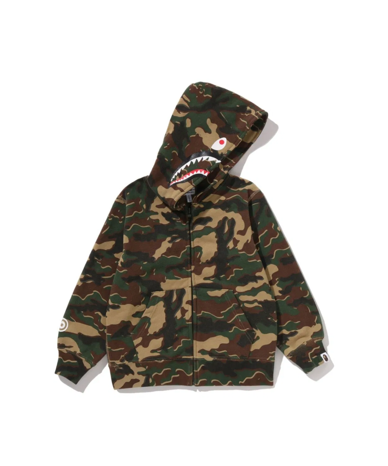 Детский худи с длинным рукавомGLITCH WOODLAND CAMO SHARK ZIP HOODIE A BATHING APE, Green