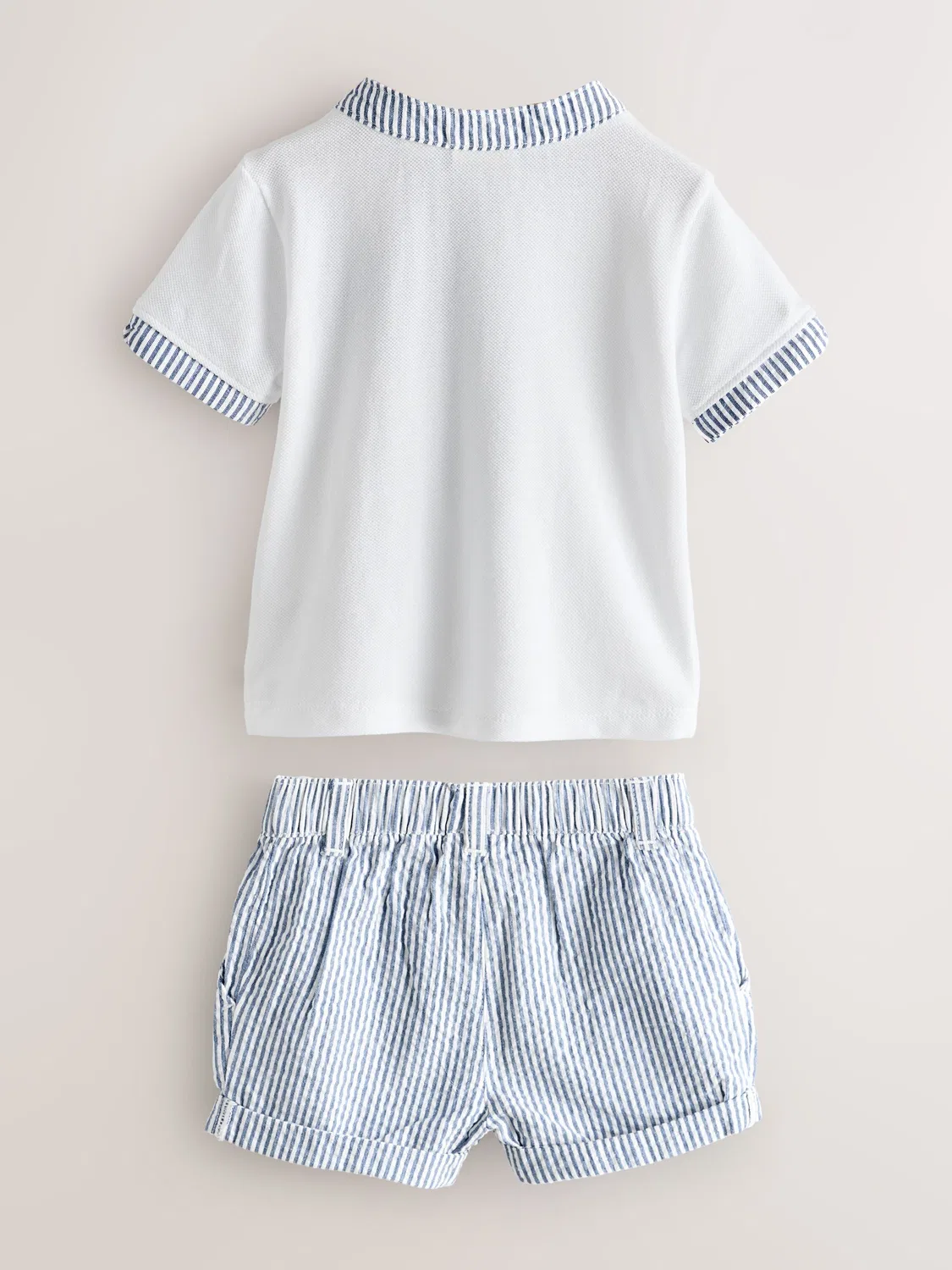 Комплект из поло и шорт, Grandad Collar Baker by Ted Baker, Белый/Синий — фото 2