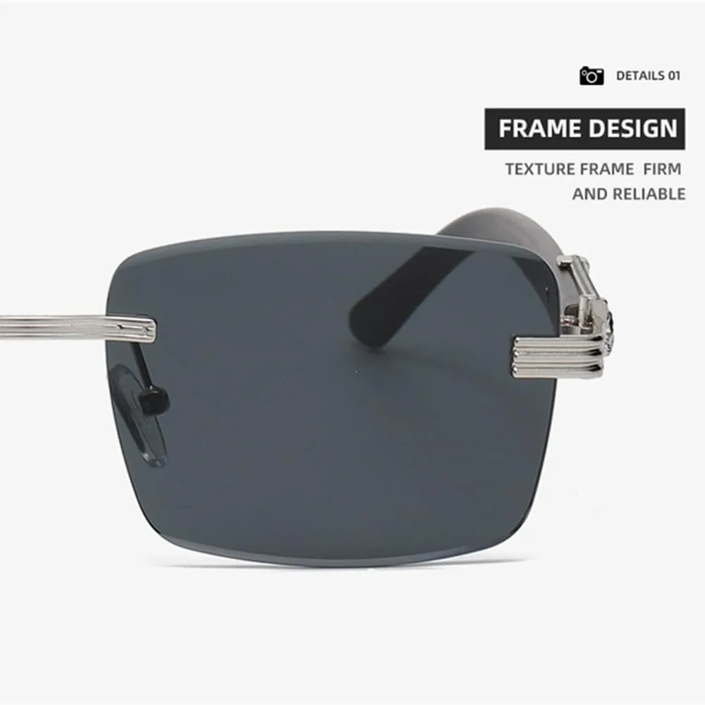 

Декоративные солнцезащитные очки с дужками под дерево, красочные ретро-очки без оправы с металлическим каркасом в виде головы леопарда TVTBBVV, Gold Brown Grey