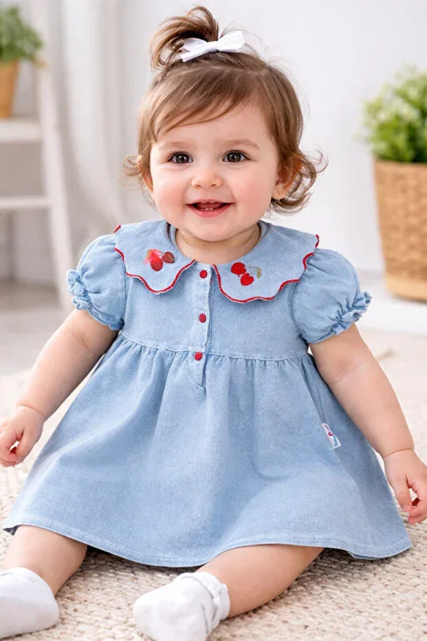 Детское платье для девочек хлопковое Baby Buu, Blue — фото 2