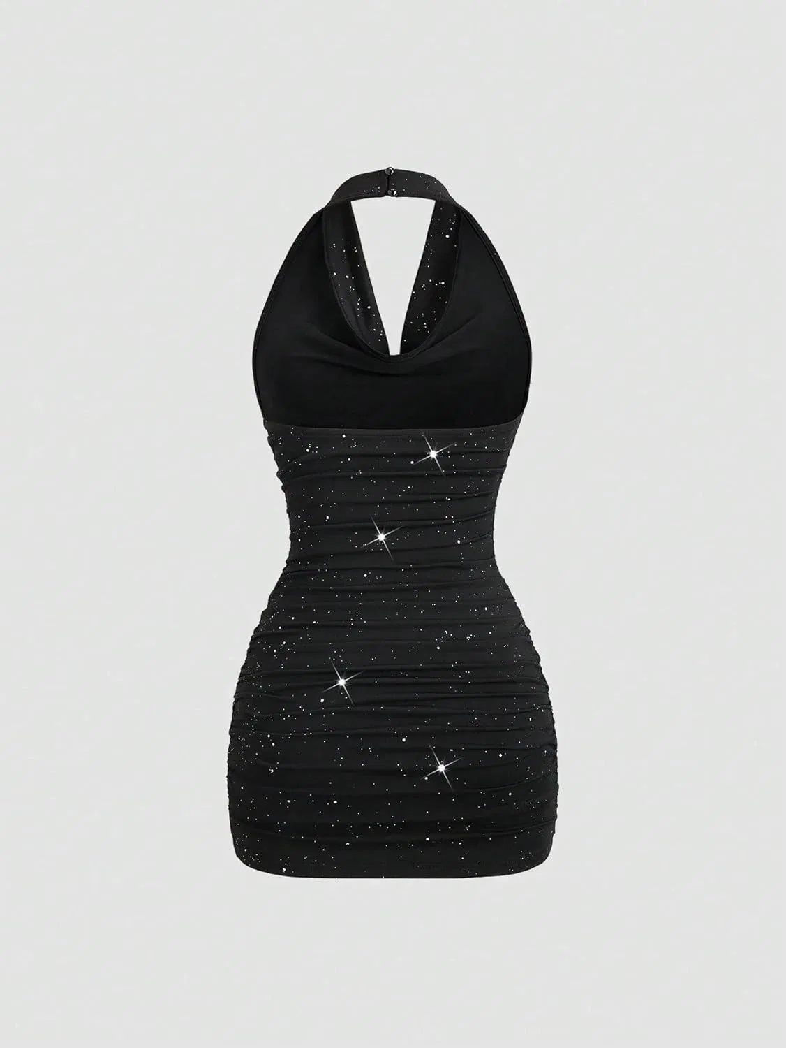 Женское облегающее мини-платье с открытой спиной, Black — фото 3