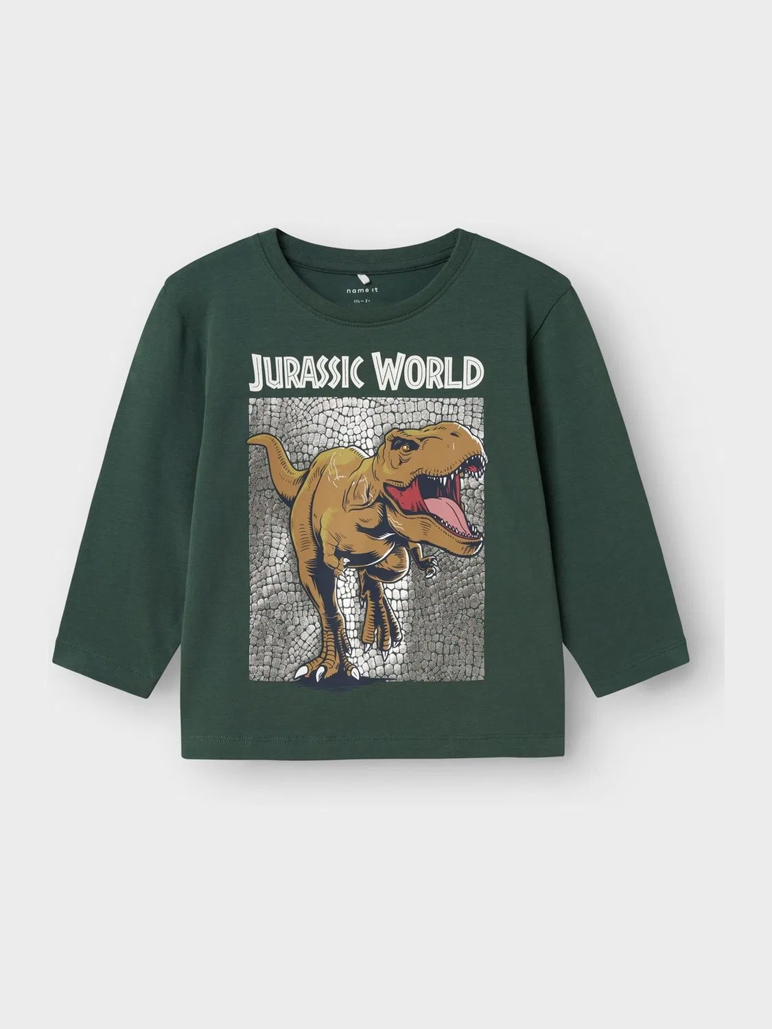 Футболка с принтом Jurassic World Name It, зеленая — фото 4