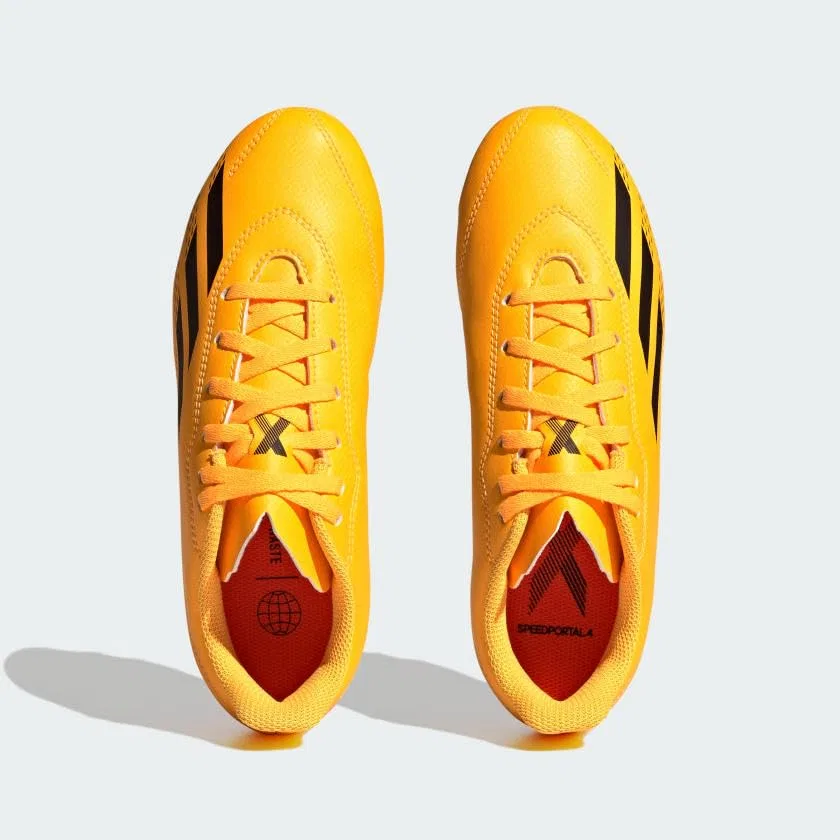 Детские футбольные бутсы для мальчиков с гибкой подошвой X Speedportal.4 Flexible Ground Adidas, Solar Gold Black Solar Orange Team — фото 2