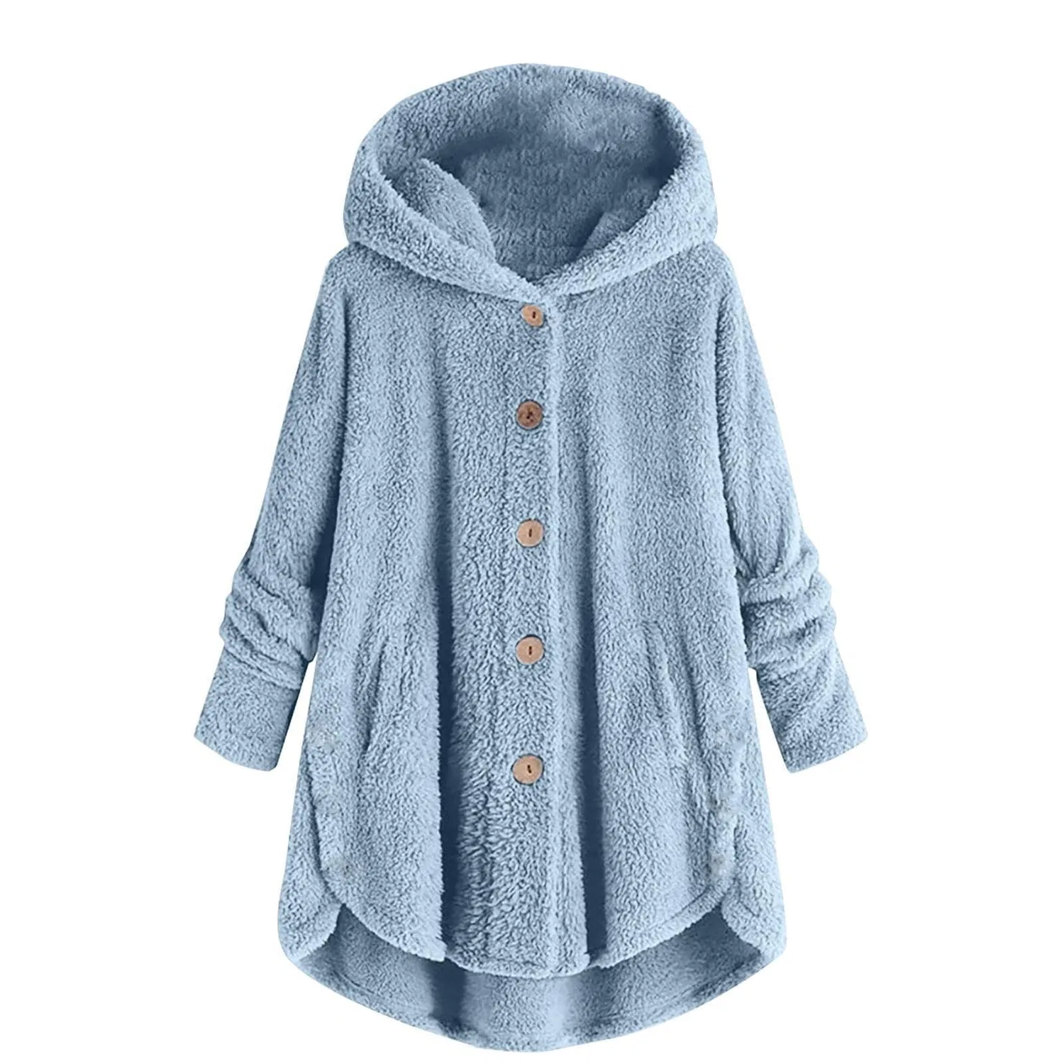 Женское пальто из флиса с капюшоном Teddy Fleece Jacket, blu cielo