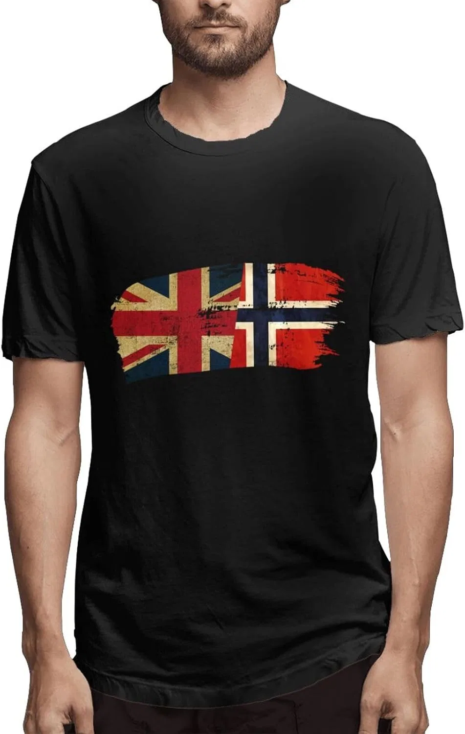 Мужская футболка с принтом Norwegian America Flag, Soft Fit, Black